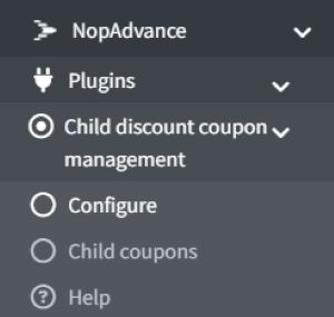 child discount coupon management plugin navigation menu